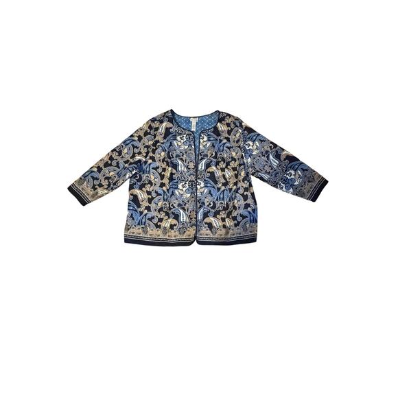 Catherines Quilted Jacket Womens 4X 30/32W Reversible Open Front Lined Paisley - Picture 6 of 9